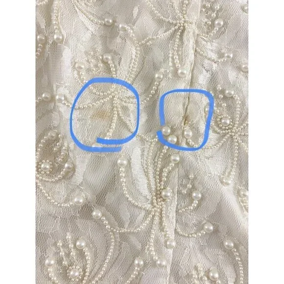 Vintage Gloria Vanderbilt Women's Ivory Lace Beaded Wedding Dress - 1XL - Picture 13 of 13